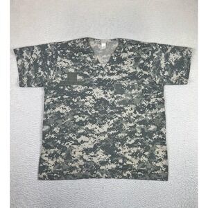 NurseJoe Scrub Top Mens XL Multi-Color Camouflage V Neck Pocket Medical